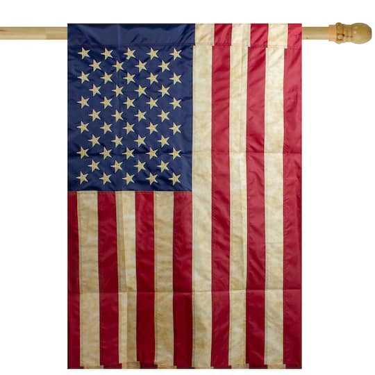 40" Embroidered Tea-Stained Patriotic USA House Flag By Northlight in Blue | Michaels®